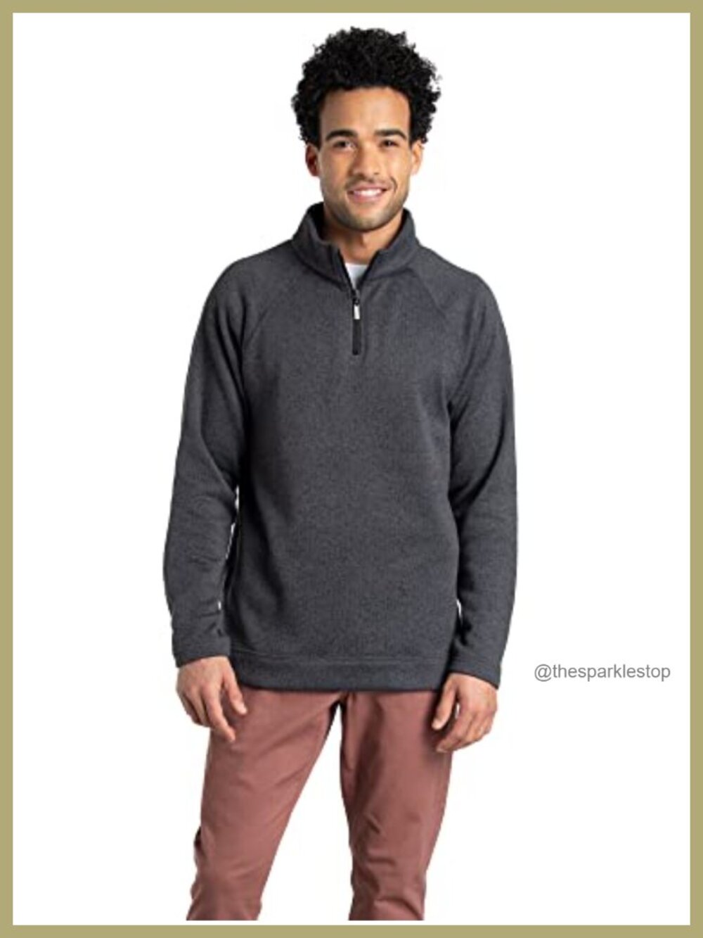 Men's Quarter Zip Sweater Fleece Pullover Raglan Sleeve Casual